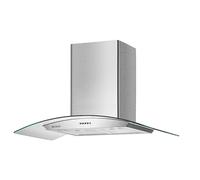 Hotte décorative murale 90 cm Verre & Inox - BELDEKO - Débit jusqu’à 559 m³/h - 200 Watts - 3 vitesses + minuterie - Recyclage ou évacuation - Design inox/-verre-noir moderne