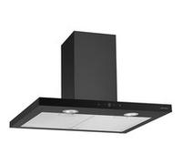 Hotte décorative murale Airlux AHBS660BK Noir MAT Noire mate avec bandeau en verre noir