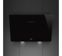 Hotte decorative Murale, Design incline verre Eclipse, 90 cm, touches tactiles retro-eclairees, Arret automatique, Aspiration perimetrale, eclairage 2 LED a intensite variable, capacite sur 3eme vites