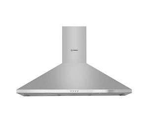 Hotte decorative murale Indesit IHPC95LMX - Hotte aspirante Pyramide - largeur 90 cm - Débit d'air maximum (en m3/h) : 603 - Niveau sonore Décibel mini. / maxi. (en dBA) : 47 / 66