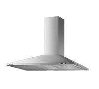 Hotte décorative murale inox 90 cm - design triangle/pyramide - débit 338 m³/h - évacuation ou recyclage - éclairage LED - marque française BELDEKO