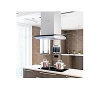 vidaXL Hotte Ilot Acier Inoxydable LED Aspirante de Cuisine Hotte Cheminée 50665