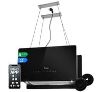 Hotte îlot 60cm verre noir Recyclage Commande tactile LED | Smart WiFi App