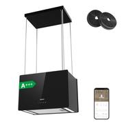 Hotte Ilot A+++ APP Contrôle 700m3/h /H Booster 59dB 2pcs Filtre au charbon Hotte à Recyclage Noir CIARRA