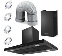 Hotte îlot en acier inoxydable - JANSHOP - 90 cm - Noir - Berdsen BE-90E - Débit max 540 m3/h - Puissance 160 W