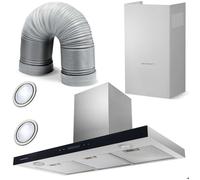 Hotte îlot inox - BERDSEN - 90 cm - Éclairage LED - 3 vitesses - Filtre à graisse - Installation îlot - Acier inoxydable