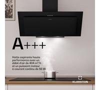 Hotte inclinée Athena | mode évacuation et recyclage | 404 m³/h | 56 W | 90 cm A+++
