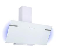 Hotte inclinée Respekta/Hotte inclinée 90 cm/Boîtier en métal avec écran en verre blanc/Fonction d'extraction et de recyclage d'air / CH69090WA+ / A+ / 43-63 dB