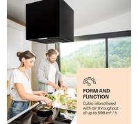 KLARSTEIN Kronleuchter Hotte aspirante îlot - Hotte sans évacuation, Air pulsé en 3 niveaux, Panneau de commande tactile, Eclairage LED, 45 cm - Noir