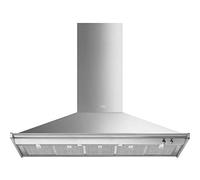 Hotte murale décorative Smeg KD150HXE 150 cm, esthétique classique, acier inoxydable satiné, 3 vitesses, classe énergétique A+