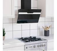 Hotte murale en acier et verre trempé - vidaXL - 60 cm - Noir - Débit d'air 297 m³/h - Filtre à graisse lavable