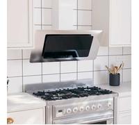 Hotte murale en inox et verre - vidaXL - 90 cm - Argenté - Filtre à graisse lavable - Lampes LED intégrées