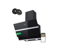 Hotte Murale Inclinée 60CM 650m³/h 4 Vitesses - Booster Fonction- commande tactile ou WiFi Verre & Inox - Noir - 736NBK60