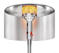 Hotte réflecteur pour chauffage de terrasse, 83 x 38 cm, housse réglable de mise au point de la chaleur, pour chauffages ronds au gaz naturel et au propane, argent