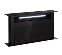 Hotte rétractable Klarstein Downdraft 90cm - Hotte de cuisine avec débit d'air boost de 604 m³/h, 8 modes d’extraction, éclairage LED et minuterie. Silencieuse, sans conduit, noir, 60 cm.