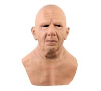 HOTTERCOS Masque réaliste de vieil homme chauve, masque visage humain, masque anti-rides, masque complet pour Halloween, bal masqué, accessoires de costume