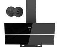 Hottes Aspirantes 90cm, IsEasy Hotte de Cuisine Inclinée, 578m³/h, Classe A++, 1-4 Vitesses, 58 dB, 2×1.5W Lumières LED, Fonction D'arrêt Différé, Minuteur, Évacuation ou Recyclage