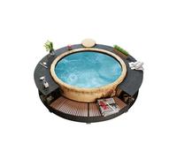 vidaXL Cadre de Bain à Remous, Cadre de Spa Résistance aux Intempéries, Enceinte de Spa, Marche d'Entrée de Spa, Noir Résine 41454