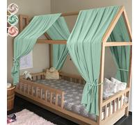 HOTUT 130 * 320cm Ensemble de Décoration de Lit 2 Pièces avec 2 Ciels de Lit, 100% Mousseline de Coton Biologique Adapté Aux Chambres de Garçons et de Filles-Vert