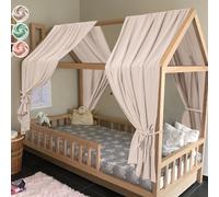 HOTUT 130 * 320cm Ensemble de Décoration de Lit 2 Pièces avec 2 Ciels de Lit,100% Mousseline de Coton Biologique Adapté Aux Chambres de Garçons et de Filles-Gris