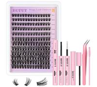 HOTUT 192 Pièces Kit Extension Cils Individuels, 9-18mm Volume Russe Extension-Cils D-Curl, avec Liaison, Joint et Pince, DIY Individual Lashes, Naturel Look à la Maison, Pour Débutants