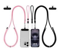 HOTUT 2 Cordons Tour de Cou Réglable pour Téléphone Portable + 2 Dragonnes de Téléphone + 4 Patchs de Sangle de Téléphone, Laniere Telephone portable Longue en Nylon Compatibles avec des Smartphones