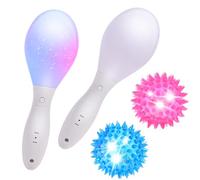 HOTUT 2 Maracas LED et 2 boule à pointe clignotante, marteau à sable lumineux, boule hérisson LED, KTV carnaval atmosphère accessoires, cadeaux Instrument de percussion pour enfants