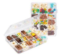 HOTUT 2 Pièces Boîte Rangement Plastique Réglable avec 18 Compartiments, 20,1 x 15,8 x 3 cm, Boîte de Plastique Transparente pour Artisanat Bijoux Perles, pour Bijoux, Boucles, Petites Pièces