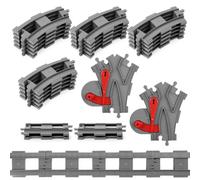 HOTUT 26 Pièces Building Blocks Train Track Set,City Rails avec 20 Coudes de Rail,4 Rails Droits,2 Rails croisés,Set Extension de Rails de Blocs de Construction,Compatible avec Le Leader du marché