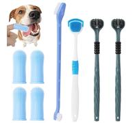 HOTUT 8Pcs Brosses à Dent pour Chien, Triple de Doubles Tête, Doigts, Kit de Nettoyage Dentaire pour Pet,Élimine la Plaque Dentaire,Chien Accessoires,pour Petits, Moyens et Grands