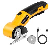 HOTUT Ciseaux Électriques Sans Fil, Ciseaux Électrique Tissu Couture, Cutter Rotatif Électrique, Rechargeable Coupe Carton, Éclairage LED, pour Tissus, Cuir, Moquette, Feutre, Carton et Plastique