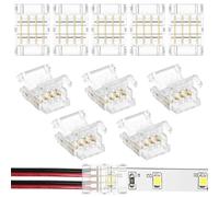 HOTUT Connecteurs Ruban LED, 10 Pcs Kit Connecteur Ruban LED de 4 Pin, Connecteurs Rapides LED de 10mm,Connecteurs de Bande Lumineuse LED pour Aux Bandes RGB LED SMD 5050
