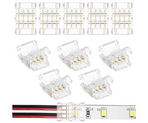 HOTUT Connecteurs Ruban LED, 10 Pcs Kit de 4 Pin, Connecteurs Rapides LED de 10mm,Bande Lumineuse pour Aux Bandes RGB SMD 5050