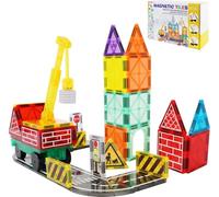 HOTUT Construction Magnetique Routes Enfant, 40 Pièces Magnetic Tiles Rues de Ville, 3D Blocs de Construction Magnétique Jouets Enfants Jeux Cadeaux pour Fille Garçon 3 4 5 6 Ans