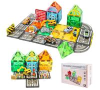 HOTUT Construction Magnetique Routes Enfant, 86 Pièces Magnetic Tiles Rues de Ville, 3D Blocs de Construction Magnétique Jouets Enfants Jeux Cadeaux pour Fille Garçon 3 4 5 6 Ans