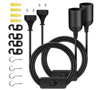 HOTUT Douille E27 avec Interrupteur et Fiche, Pied de Lampe Noir avec Câble d'Alimentation 2M, Support Ampoule pour Lampadaires et Lustres