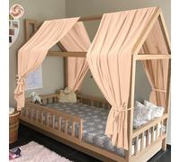 HOTUT Ensemble de Décoration de lit 2 Pièces avec 2 Ciels de Lit, Longueur 270 cm, 100% Mousseline de Coton Biologique Adapté Aux Chambres de Garçons et de Filles-Rose Clair