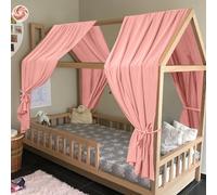 HOTUT Ensemble de Décoration de lit 2 Pièces avec 2 Ciels de Lit, Longueur 270 cm, 100% Mousseline de Coton Biologique Adapté Aux Chambres de Garçons et de Filles-Rose Foncé