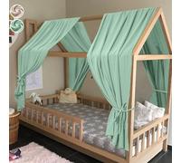 HOTUT Ensemble de Décoration de lit 2 Pièces avec 2 Ciels de Lit, Longueur 270 cm, 100% Mousseline de Coton Biologique Adapté Aux Chambres de Garçons et de Filles-Vert