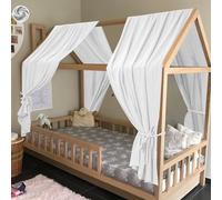 HOTUT Ensemble de Décoration de lit 2 Pièces avec 2 Ciels de Lit, Longueur 270 cm, 100% Mousseline de Coton Biologique Adapté Aux Chambres de Garçons et de Filles-Blanc