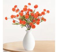 HOTUT Fleurs Artificielles, 10 Bouquets de Chrysanthèmes Artificielles Fausse Soie Fleur, Mini Artificielles Fleurs Boule Chrysanthème Réaliste Décoratives pour Maison, Jardin, Fête, Bureau (Orange)