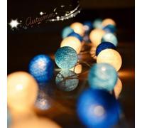 HOTUT Guirlande Lumineuse Boules Coton 3,3m - 20 LED Blanc Chaud Alimentation USB - Décoration Murale pour Chambre, Salon, Mariage, Noël