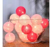 HOTUT Guirlande Lumineuse Boules Coton 3,3m - 20 LED Blanc Chaud Alimentation USB - Décoration Murale pour Chambre, Salon, Mariage, Noël