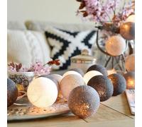 HOTUT Guirlande Lumineuse Boules Coton 3,3m - 20 LED Blanc Chaud Fonctionne sur Piles - Décoration Murale pour Chambre, Salon, Mariage, Noël