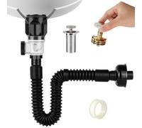HOTUT Kit de Vidange de Lavabo, Égouttoir de Bonde de Lavabo, Siphon Lavabo Avec Pop-Up Bouchon de Vidange, Tuyau Flexible D'Évacuation Résistant Aux Odeurs Et Aux Insectes, Extensible De 420-935 mm