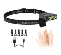 HOTUT Lampe Frontale Rechargeable, Phare Rotatif Casquette à Bille Visière Lumière Mains Libres, Lampe Frontale avec Voyant Rouge, 5 Modes d'éclairage, Capteur Mouvement, pour Randonnée Camping Pêche