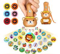 HOTUT Lampe Torche et Projecteur Animaux, Jouet Lampe de Poche Projecteur Histoire, Mini Projecteur Histoire Enfant avec 10 Disques 80 Images, Jouet Éducatif pour Garçons Et Filles