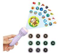 HOTUT Lampe Torche et Projecteur Animaux, Jouet Lampe de Poche Projecteur Histoire, Mini Projecteur Histoire Enfant avec 10 Disques 80 Images, Jouet Éducatif pour Garçons Et Filles-Violet