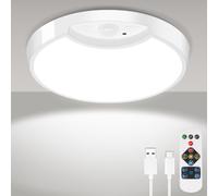 HOTUT LED Ceiling Light with Motion Radar, 4500mah Rechargeable Round Ultra Thin Ceiling Light, 3 Color Temperature for Kitchen, Bedroom, Utility Room and More-Rechargeable
