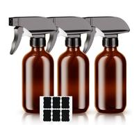 HOTUT Lot de 3 240 ml Flacons Vaporisateurs Vides en Verre Ambré, Pulvérisateur à Gâchette Réglable avec Paramètres de Jet, Pour le Nettoyage, Les Cheveux, le Jardinage et Les Huiles Essentielles